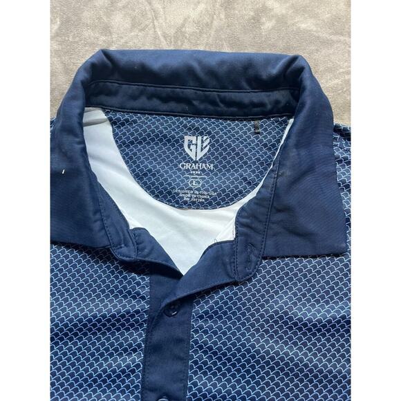 Graham Luxe‎ Polo Shirt Mens Large L Navy Blue Lightweight Stretch Golf - Picture 4 of 5
